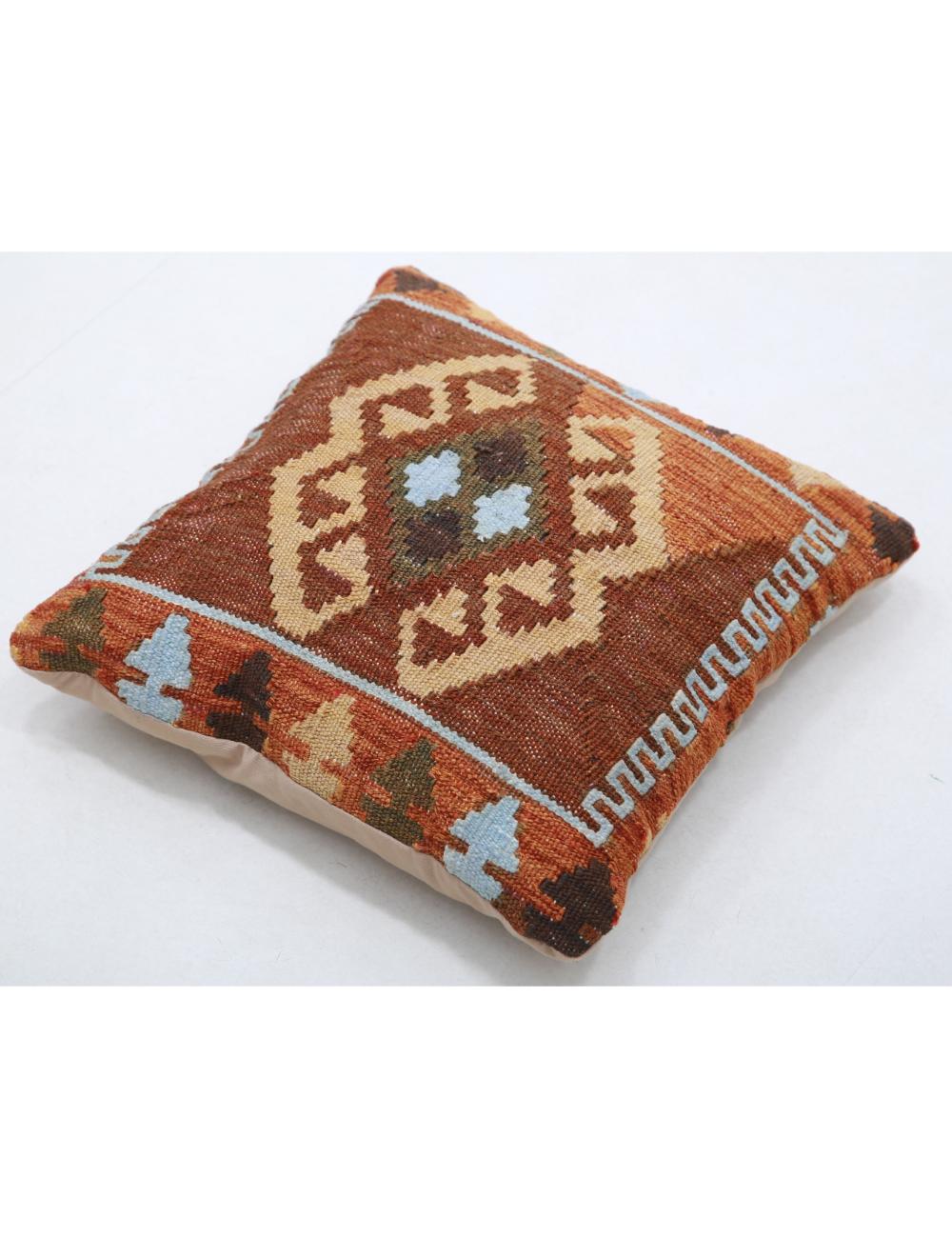 Hand Woven Tribal Multi Color Geometric Wool Pillow - 1'5'' x 1'5'' Arteverk Arteverk Rugs