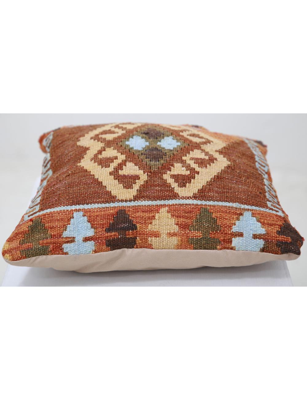 Hand Woven Tribal Multi Color Geometric Wool Pillow - 1'5'' x 1'5'' Arteverk Arteverk Rugs