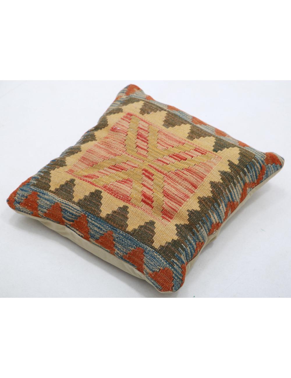 Hand Woven Tribal Multi Color Geometric Wool Pillow - 1'5'' x 1'5'' Arteverk Arteverk Rugs