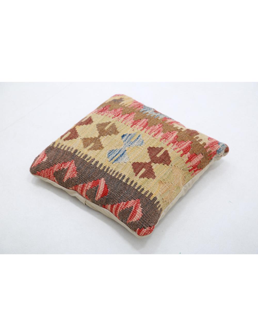 Hand Woven Tribal Multi Color Geometric Wool Pillow - 1'5'' x 1'5'' Arteverk Arteverk Rugs