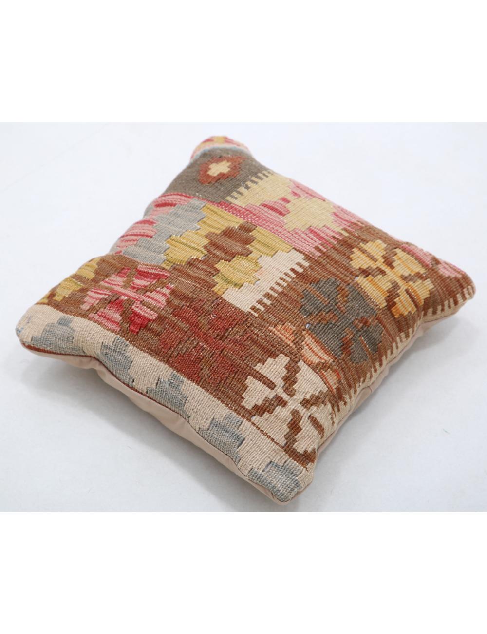 Hand Woven Tribal Multi Color Geometric Wool Pillow - 1'5'' x 1'5'' Arteverk Arteverk Rugs