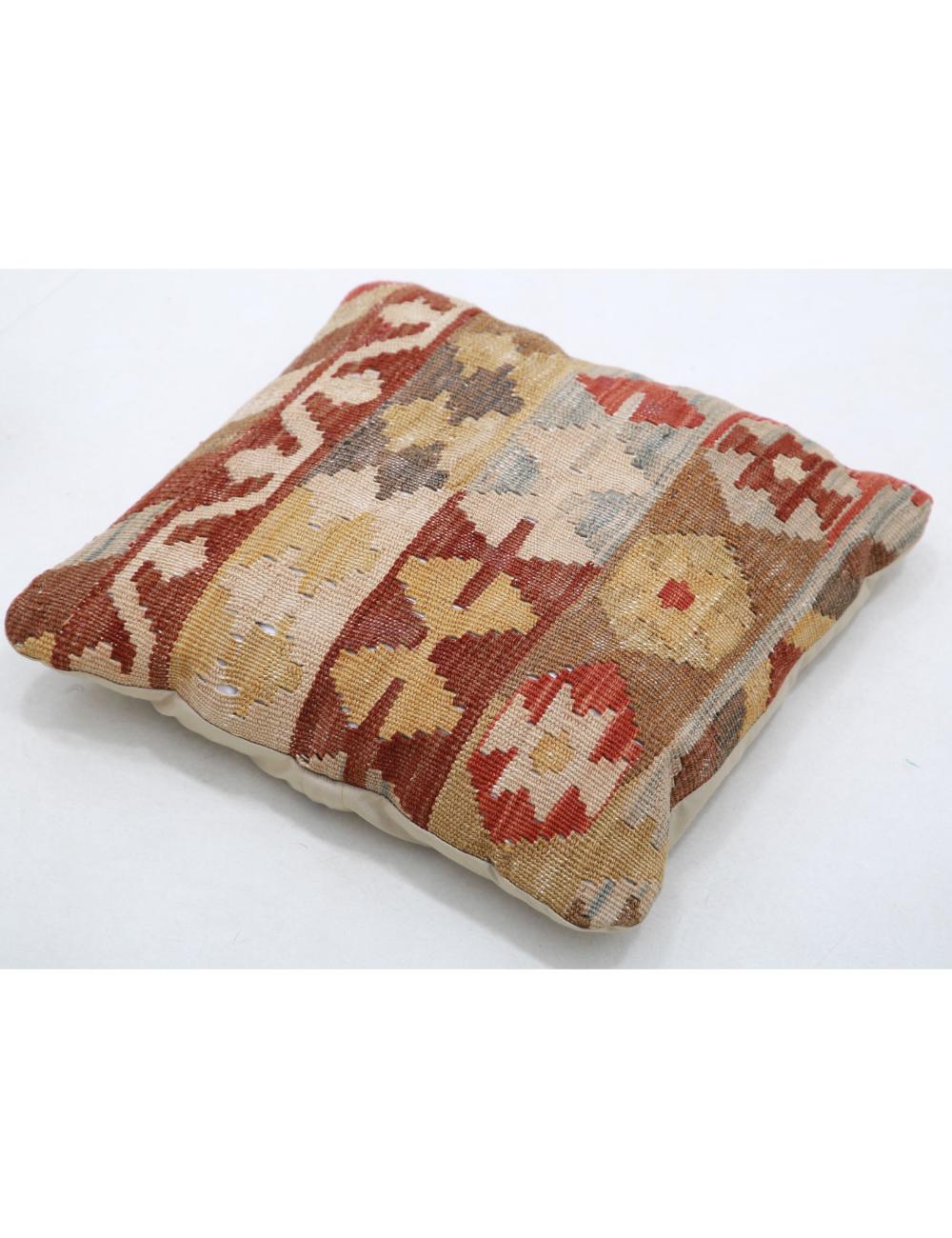 Hand Woven Tribal Multi Color Geometric Wool Pillow - 1'5'' x 1'5'' Arteverk Arteverk Rugs