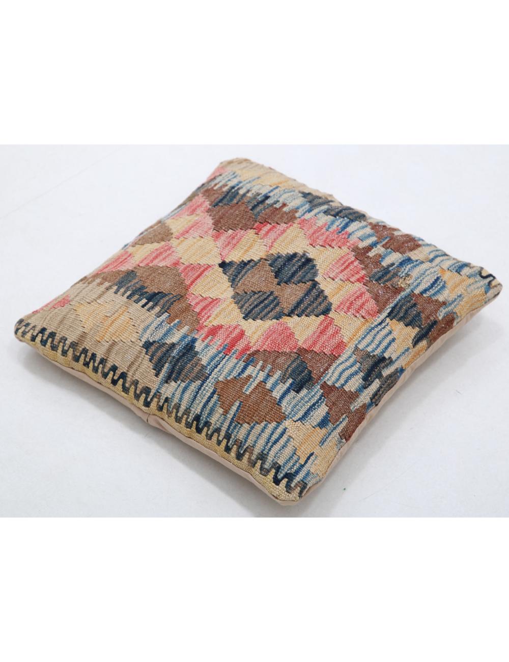 Hand Woven Tribal Multi Color Geometric Wool Pillow - 1'5'' x 1'5'' Arteverk Arteverk Rugs