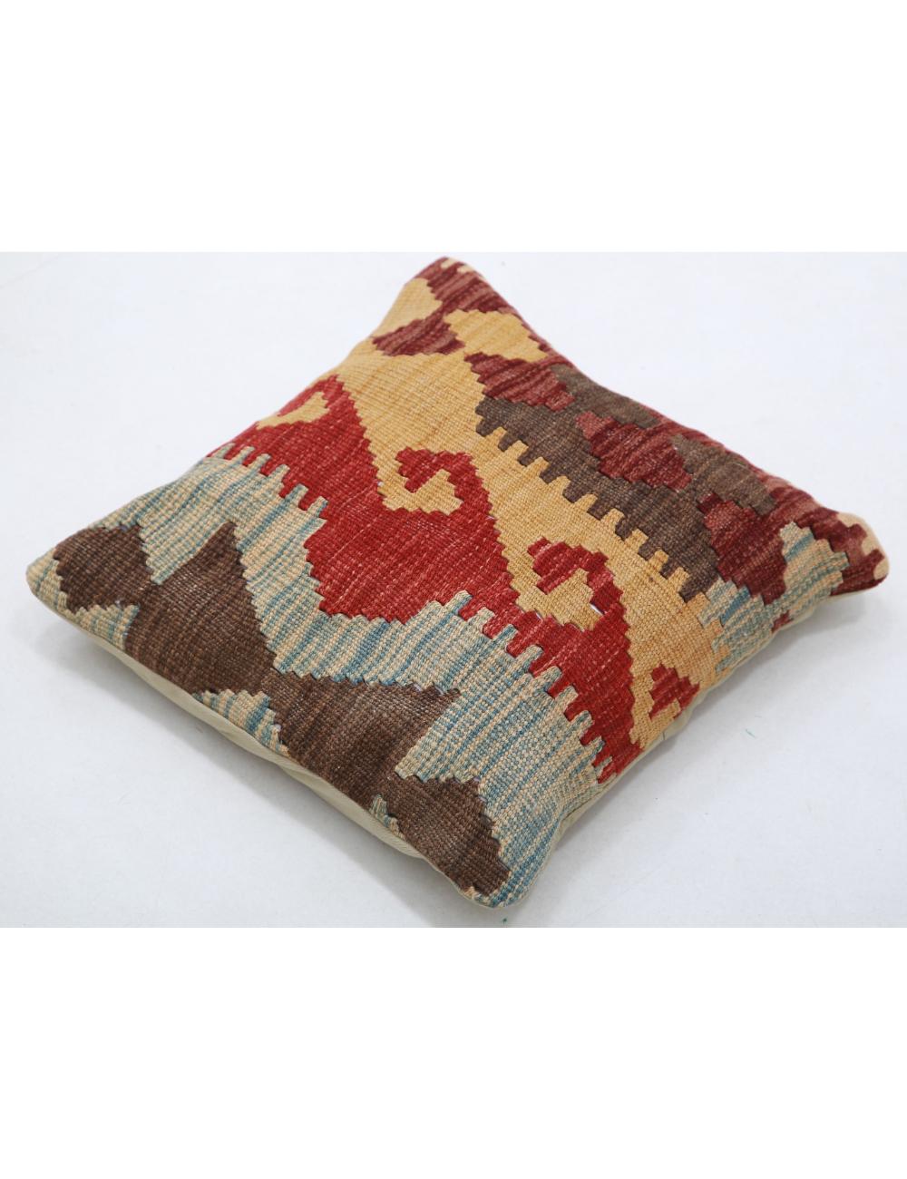 Hand Woven Tribal Multi Color Geometric Wool Pillow - 1'5'' x 1'5'' Arteverk Arteverk Rugs