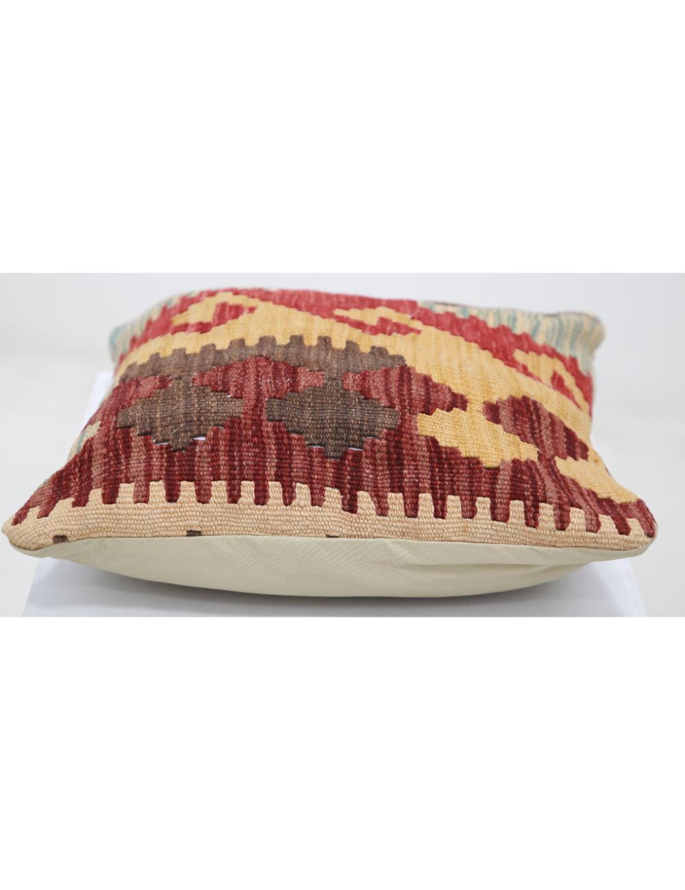 Hand Woven Tribal Multi Color Geometric Wool Pillow - 1'5'' x 1'5'' Arteverk Arteverk Rugs