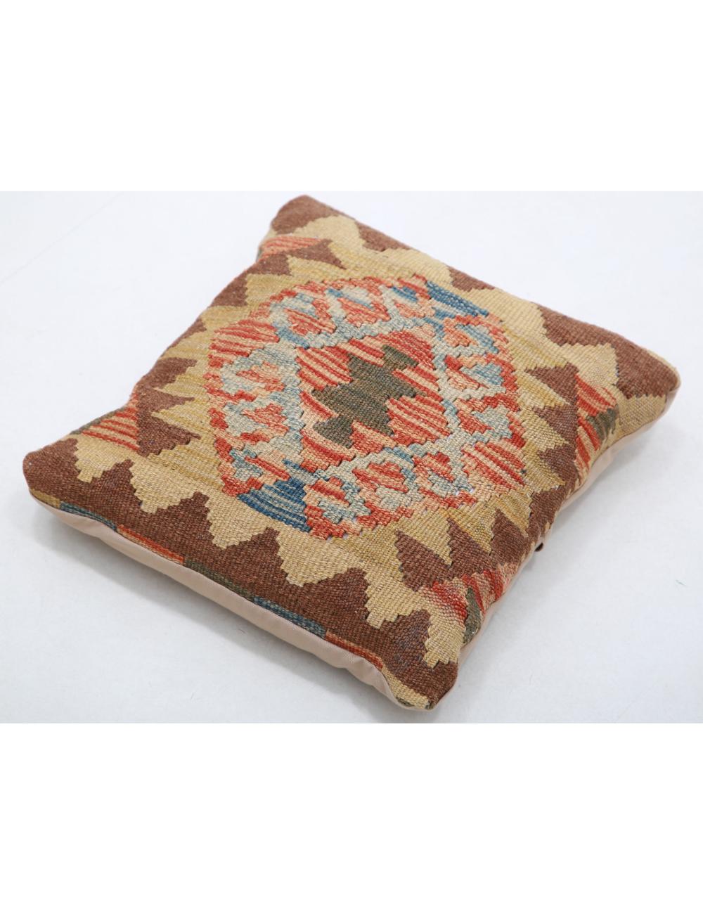 Hand Woven Tribal Multi Color Geometric Wool Pillow - 1'5'' x 1'5'' Arteverk Arteverk Rugs