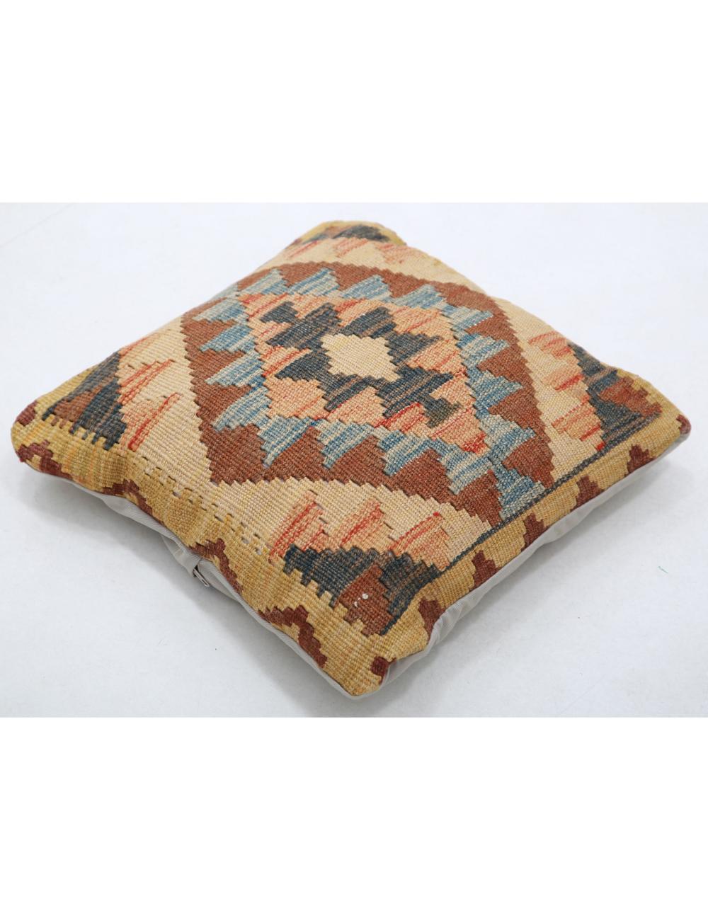 Hand Woven Tribal Multi Color Geometric Wool Pillow - 1'5'' x 1'5'' Arteverk Arteverk Rugs