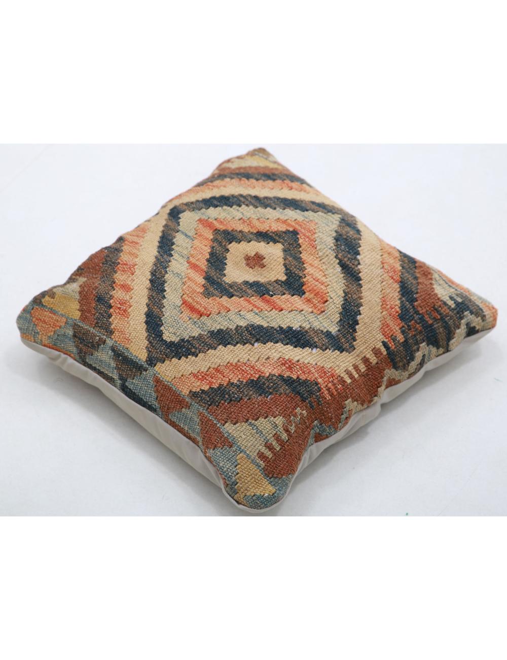 Hand Woven Tribal Multi Color Geometric Wool Pillow - 1'5'' x 1'5'' Arteverk Arteverk Rugs