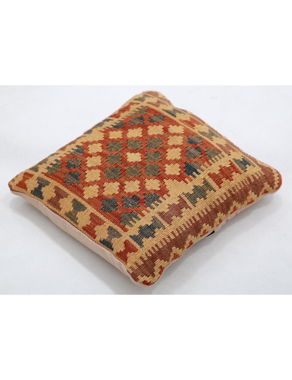 Hand Woven Tribal Multi Color Geometric Wool Pillow - 1'5'' x 1'5'' Arteverk Arteverk Rugs