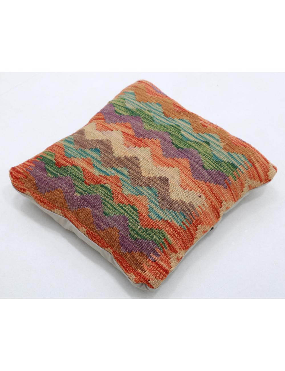 Hand Woven Tribal Multi Color Geometric Wool Pillow - 1'5'' x 1'5'' Arteverk Arteverk Rugs