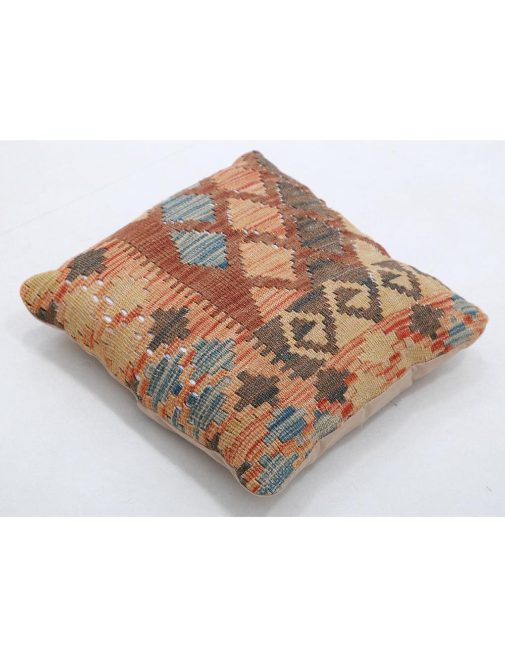 Hand Woven Tribal Multi Color Geometric Wool Pillow - 1'5'' x 1'5'' Arteverk Arteverk Rugs