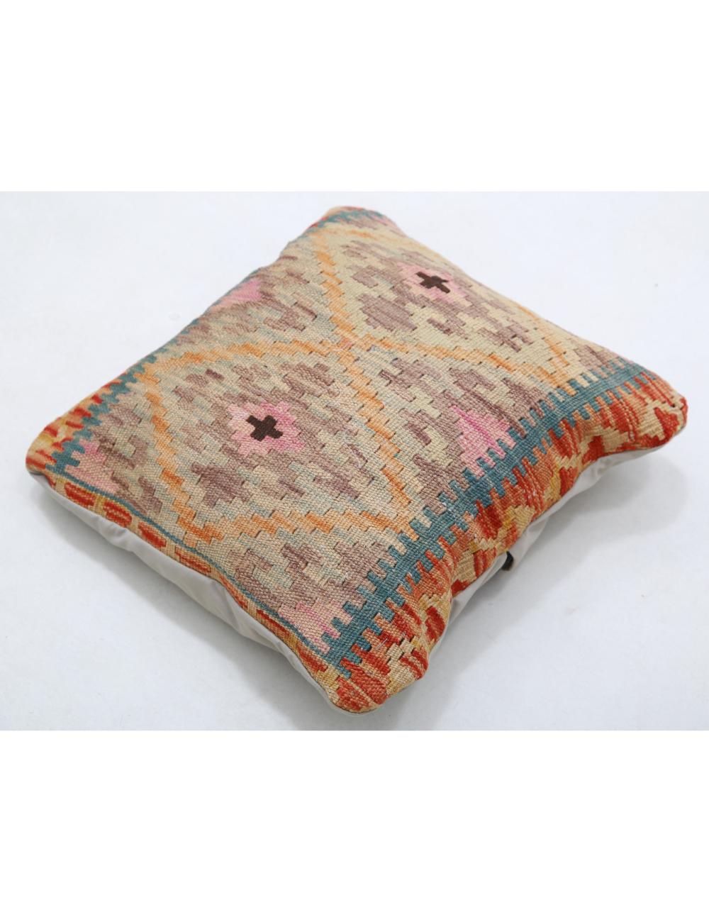 Hand Woven Tribal Multi Color Geometric Wool Pillow - 1'5'' x 1'5'' Arteverk Arteverk Rugs