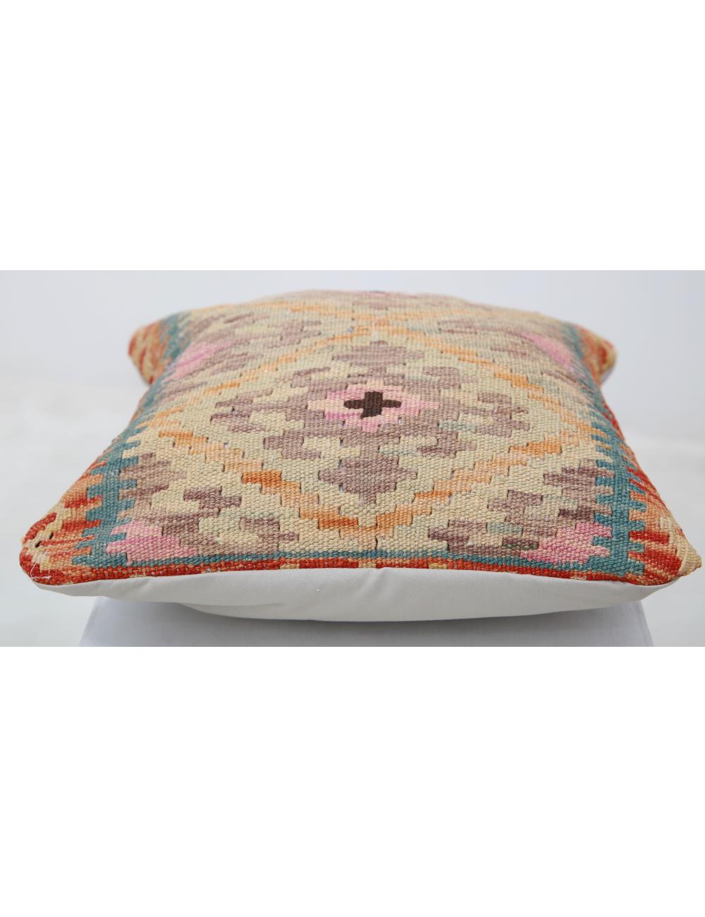 Hand Woven Tribal Multi Color Geometric Wool Pillow - 1'5'' x 1'5'' Arteverk Arteverk Rugs