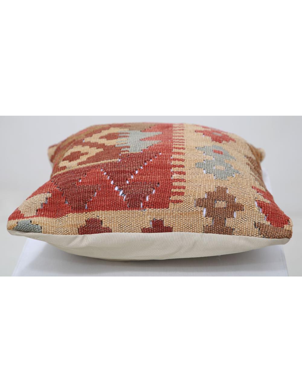 Hand Woven Tribal Multi Color Geometric Wool Pillow - 1'5'' x 1'5'' Arteverk Arteverk Rugs