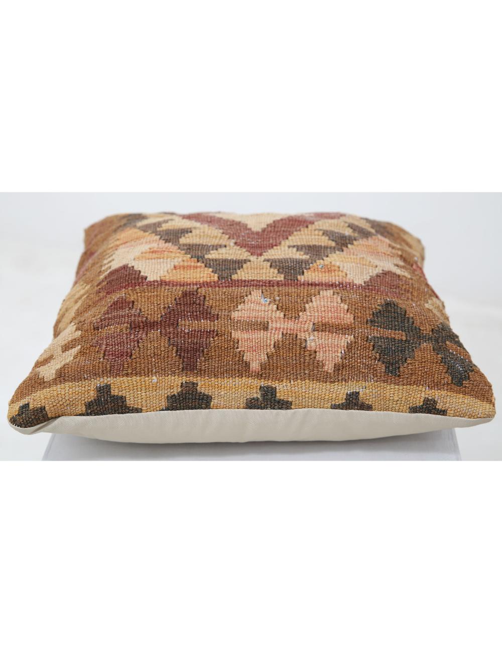 Hand Woven Tribal Multi Color Geometric Wool Pillow - 1'5'' x 1'5'' Arteverk Arteverk Rugs