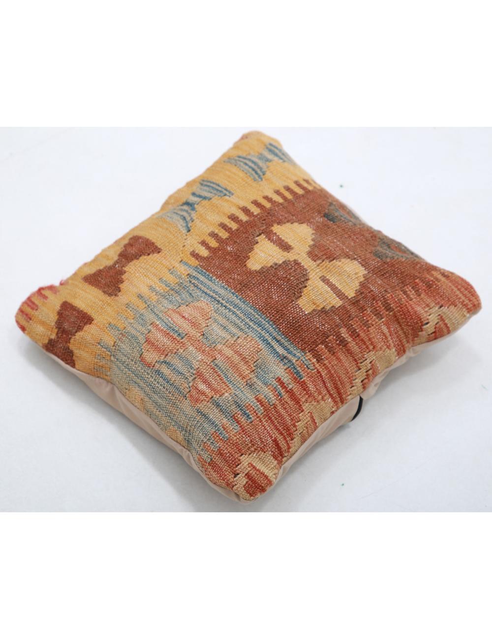 Hand Woven Tribal Multi Color Geometric Wool Pillow - 1'5'' x 1'5'' Arteverk Arteverk Rugs
