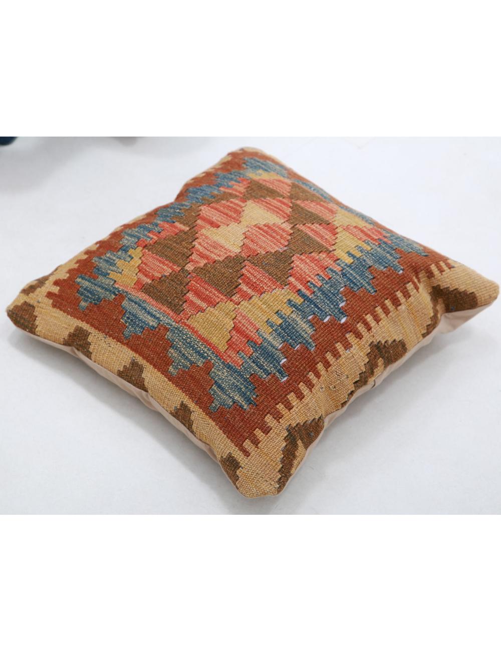 Hand Woven Tribal Multi Color Geometric Wool Pillow - 1'5'' x 1'5'' Arteverk Arteverk Rugs