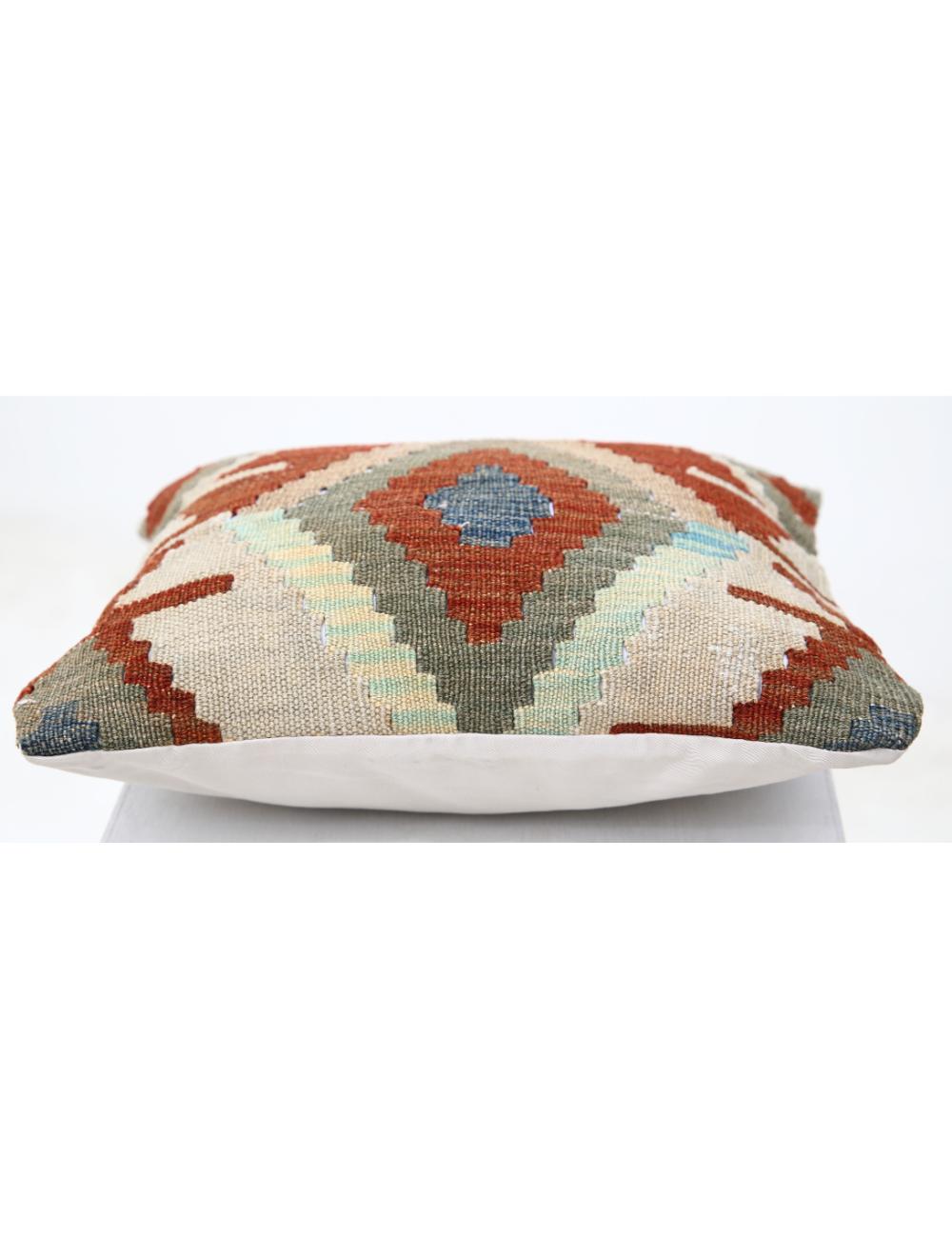 Hand Woven Tribal Multi Color Geometric Wool Pillow - 1'5'' x 1'5'' Arteverk Arteverk Rugs
