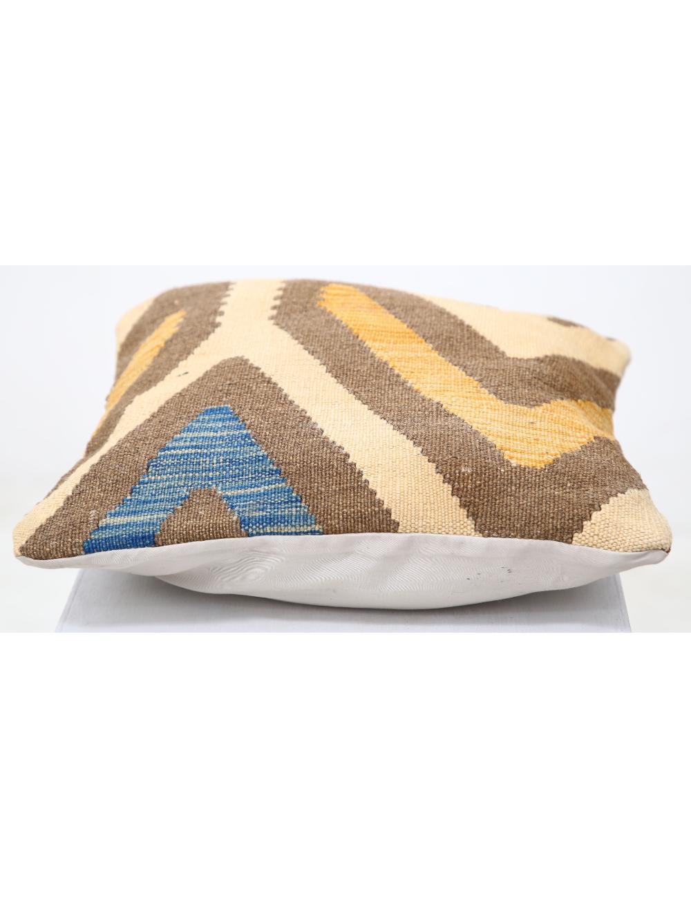 Hand Woven Tribal Multi Color Geometric Wool Pillow - 1'5'' x 1'5'' Arteverk Arteverk Rugs