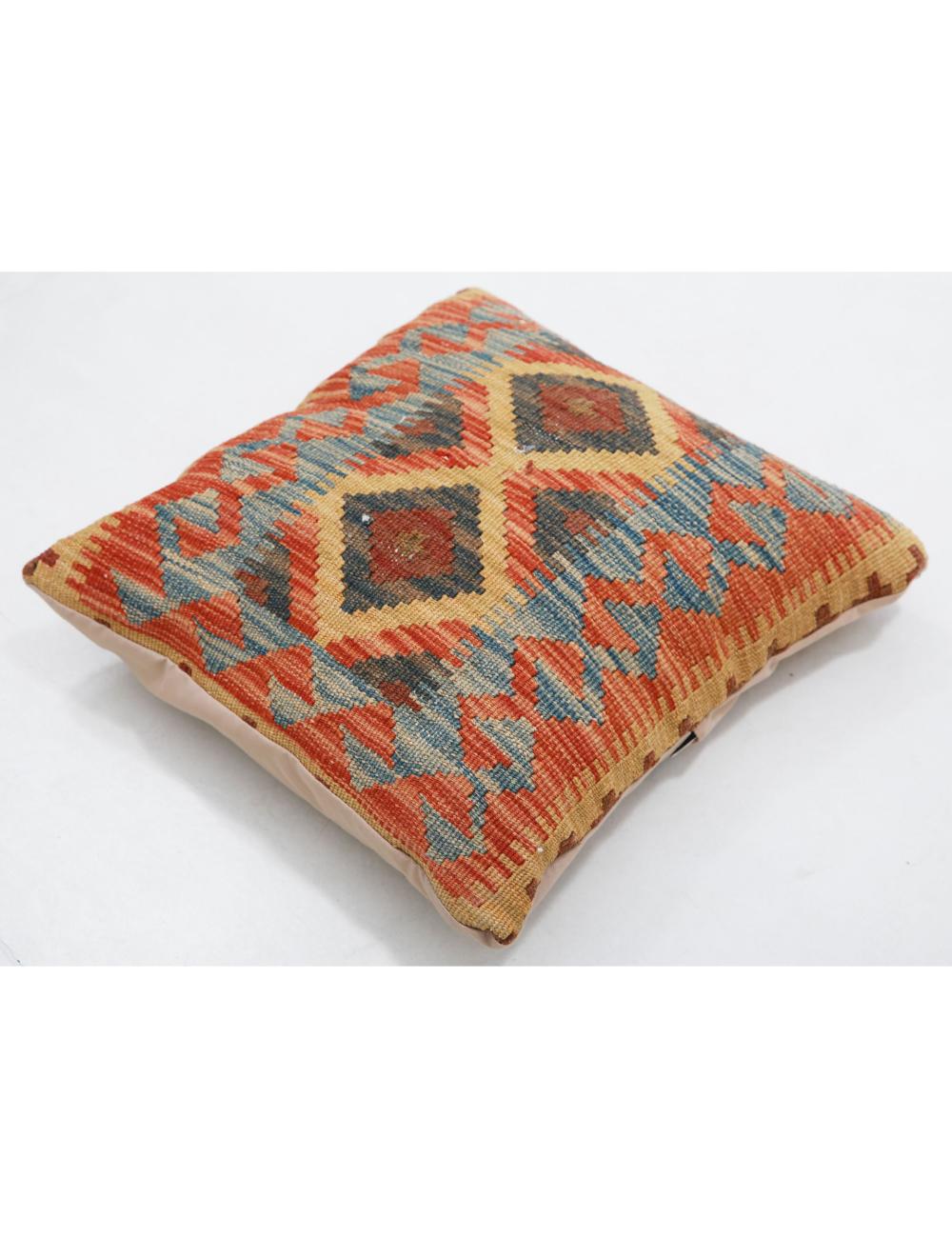 Hand Woven Tribal Multi Color Geometric Wool Pillow - 1'5'' x 1'5'' Arteverk Arteverk Rugs