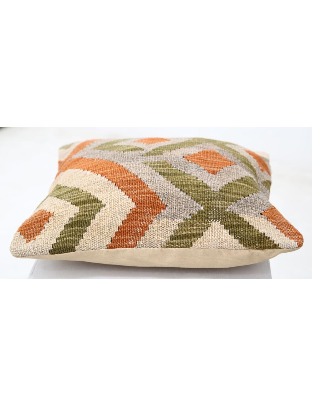 Hand Woven Tribal Multi Color Geometric Wool Pillow - 1'5'' x 1'5'' Arteverk Arteverk Rugs