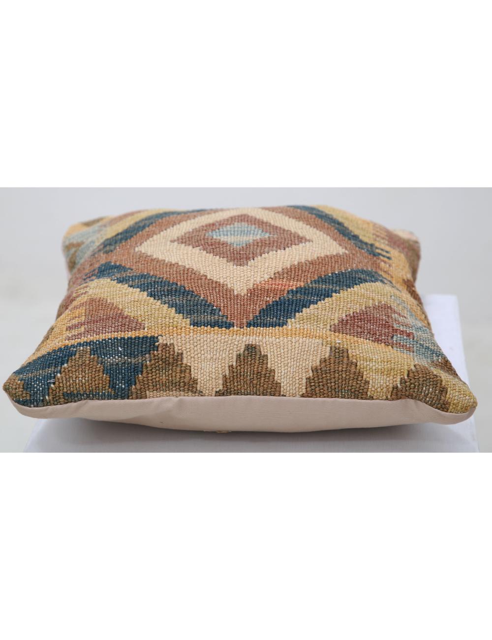 Hand Woven Tribal Multi Color Geometric Wool Pillow - 1'5'' x 1'5'' Arteverk Arteverk Rugs