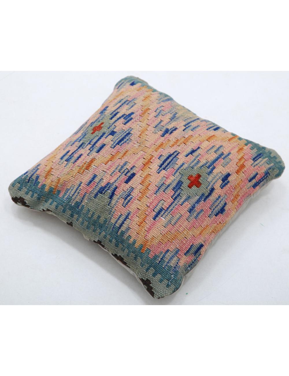 Hand Woven Tribal Multi Color Geometric Wool Pillow - 1'5'' x 1'5'' Arteverk Arteverk Rugs