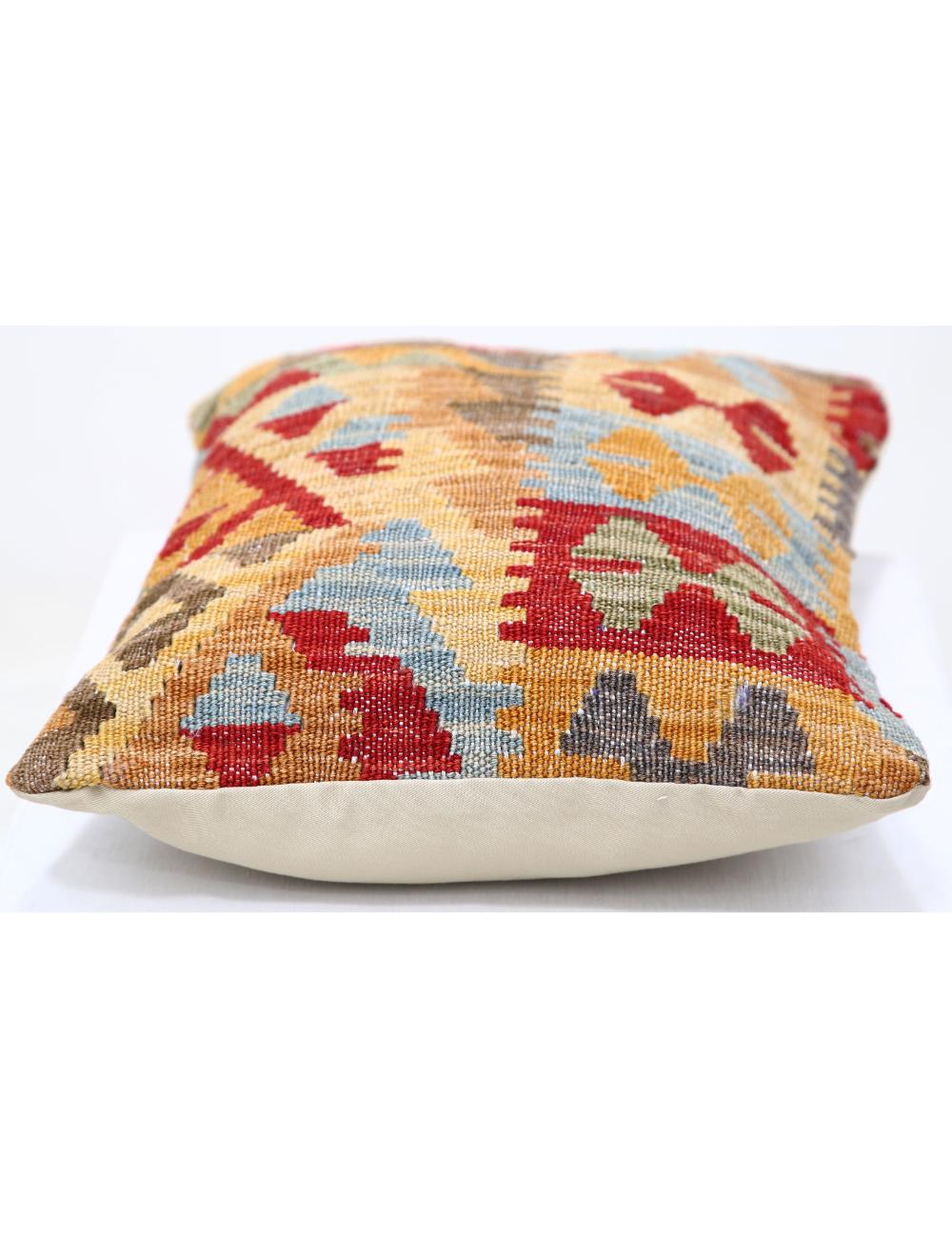 Hand Woven Tribal Multi Color Geometric Wool Pillow - 1'0'' x 1'5'' Arteverk Arteverk Rugs