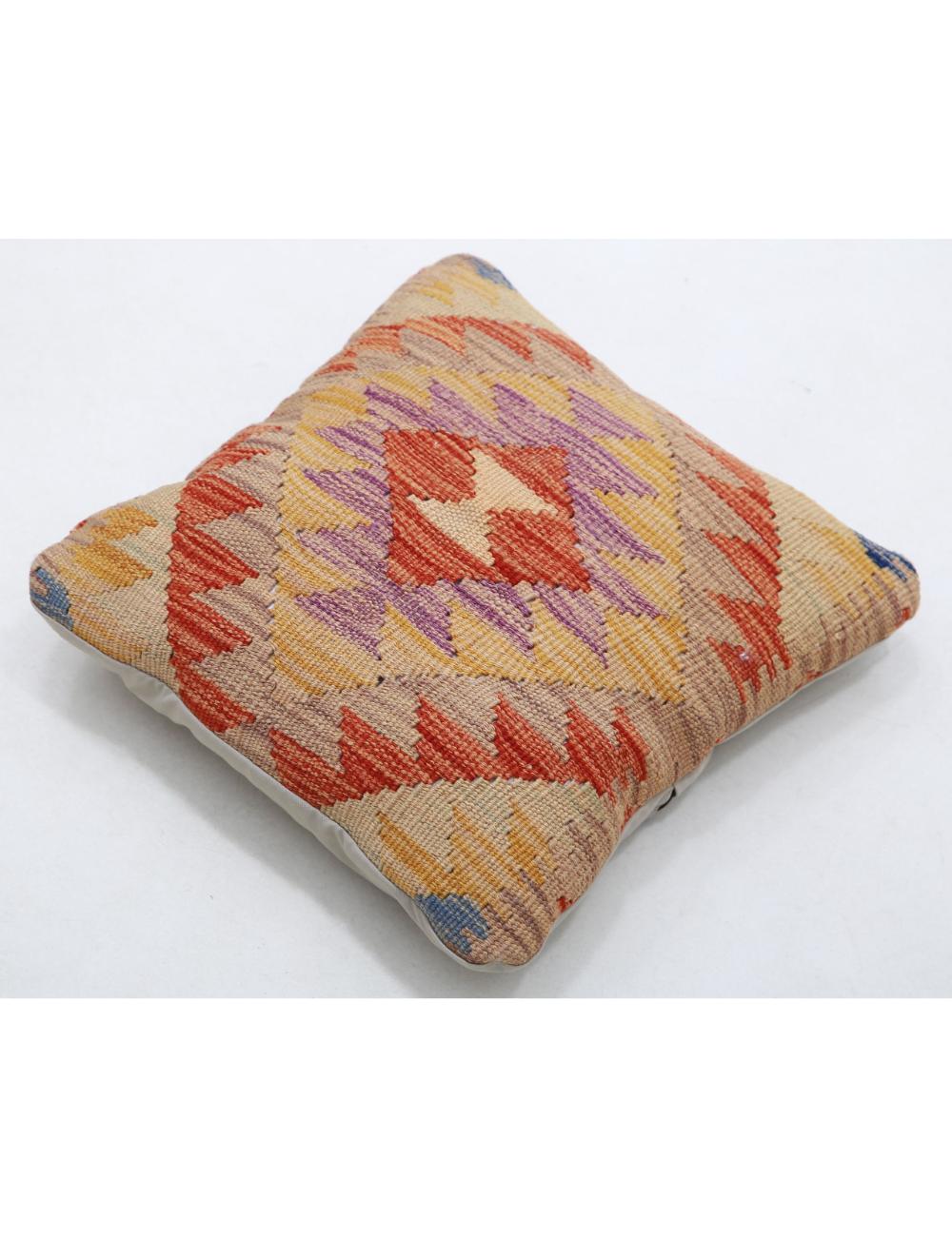 Hand Woven Tribal Multi Color Geometric Wool Pillow - 1'5'' x 1'5'' Arteverk Arteverk Rugs