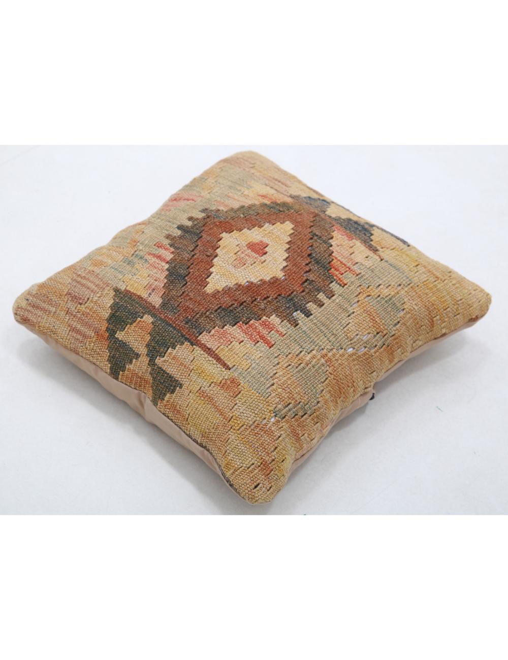 Hand Woven Tribal Multi Color Geometric Wool Pillow - 1'5'' x 1'5'' Arteverk Arteverk Rugs