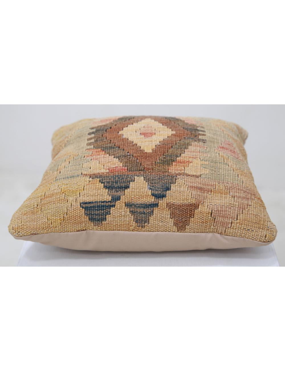 Hand Woven Tribal Multi Color Geometric Wool Pillow - 1'5'' x 1'5'' Arteverk Arteverk Rugs