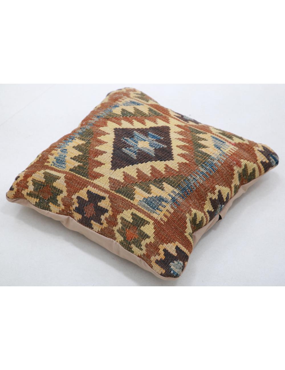 Hand Woven Tribal Multi Color Geometric Wool Pillow - 1'5'' x 1'5'' Arteverk Arteverk Rugs