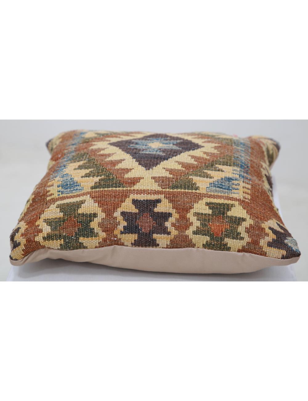 Hand Woven Tribal Multi Color Geometric Wool Pillow - 1'5'' x 1'5'' Arteverk Arteverk Rugs