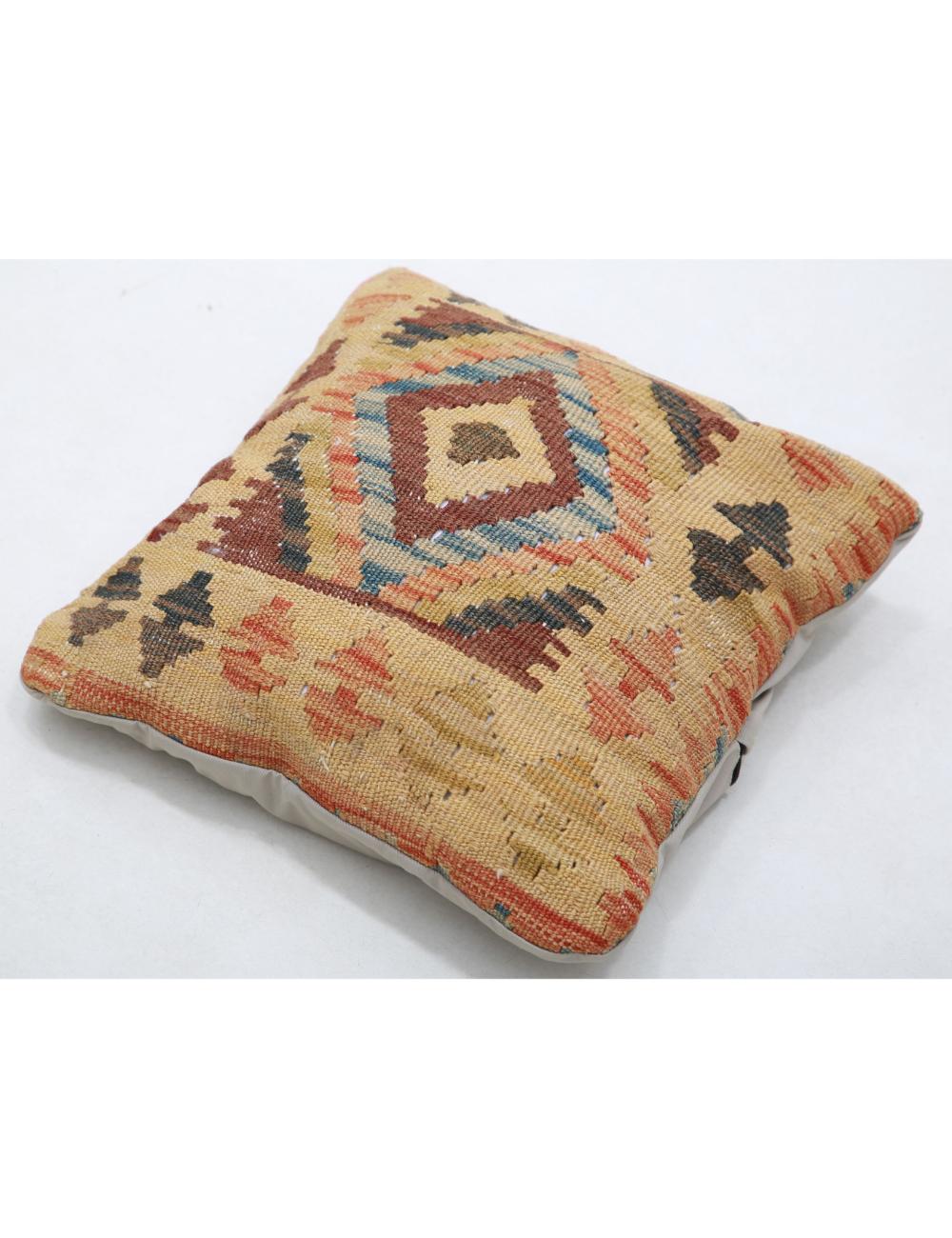 Hand Woven Tribal Multi Color Geometric Wool Pillow - 1'5'' x 1'5'' Arteverk Arteverk Rugs