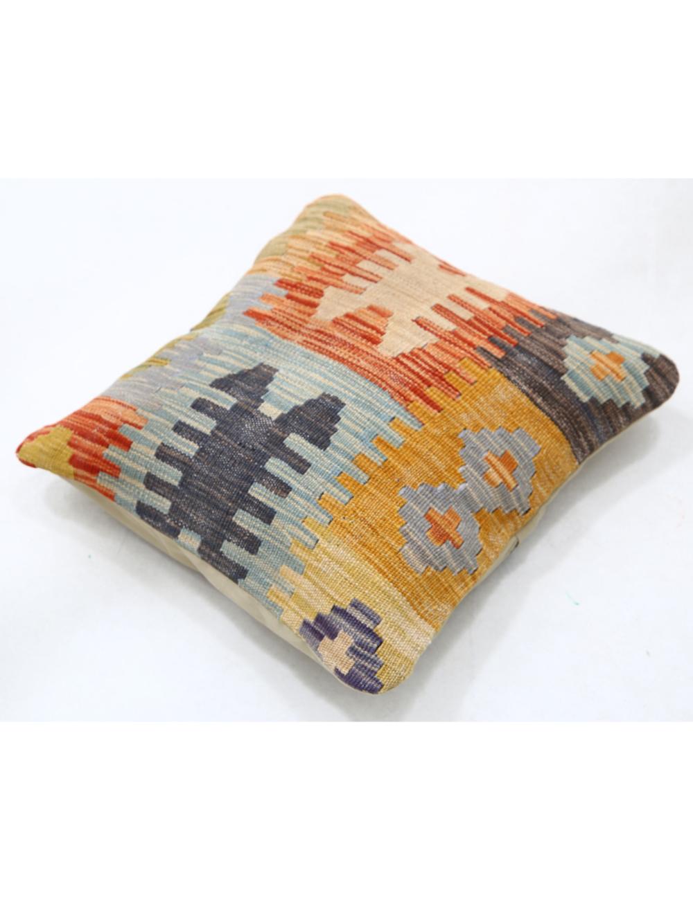 Hand Woven Tribal Multi Color Geometric Wool Pillow - 1'5'' x 1'5'' Arteverk Arteverk Rugs