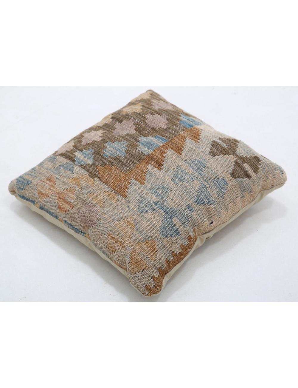 Hand Woven Tribal Multi Color Geometric Wool Pillow - 1'5'' x 1'5'' Arteverk Arteverk Rugs