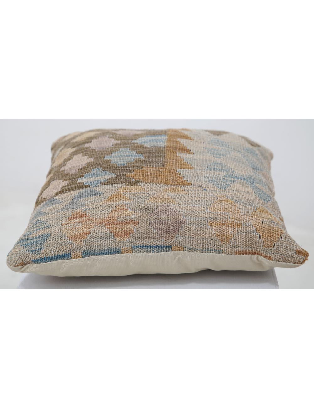 Hand Woven Tribal Multi Color Geometric Wool Pillow - 1'5'' x 1'5'' Arteverk Arteverk Rugs