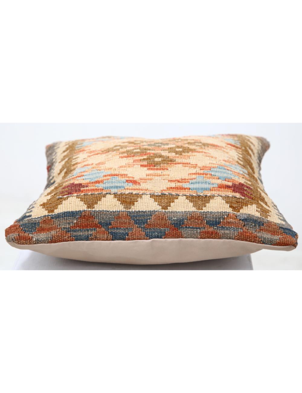 Hand Woven Tribal Multi Color Geometric Wool Pillow - 1'5'' x 1'5'' Arteverk Arteverk Rugs