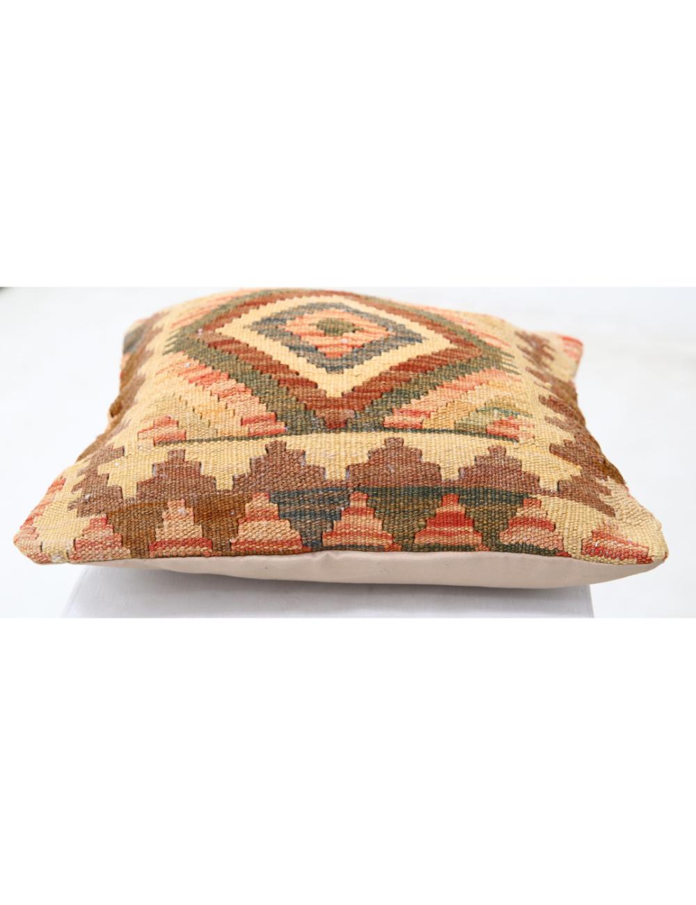 Hand Woven Tribal Multi Color Geometric Wool Pillow - 1'5'' x 1'5'' Arteverk Arteverk Rugs