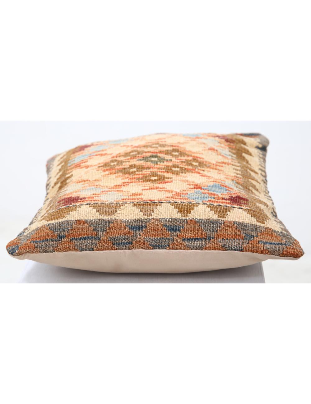 Hand Woven Tribal Multi Color Geometric Wool Pillow - 1'5'' x 1'5'' Arteverk Arteverk Rugs