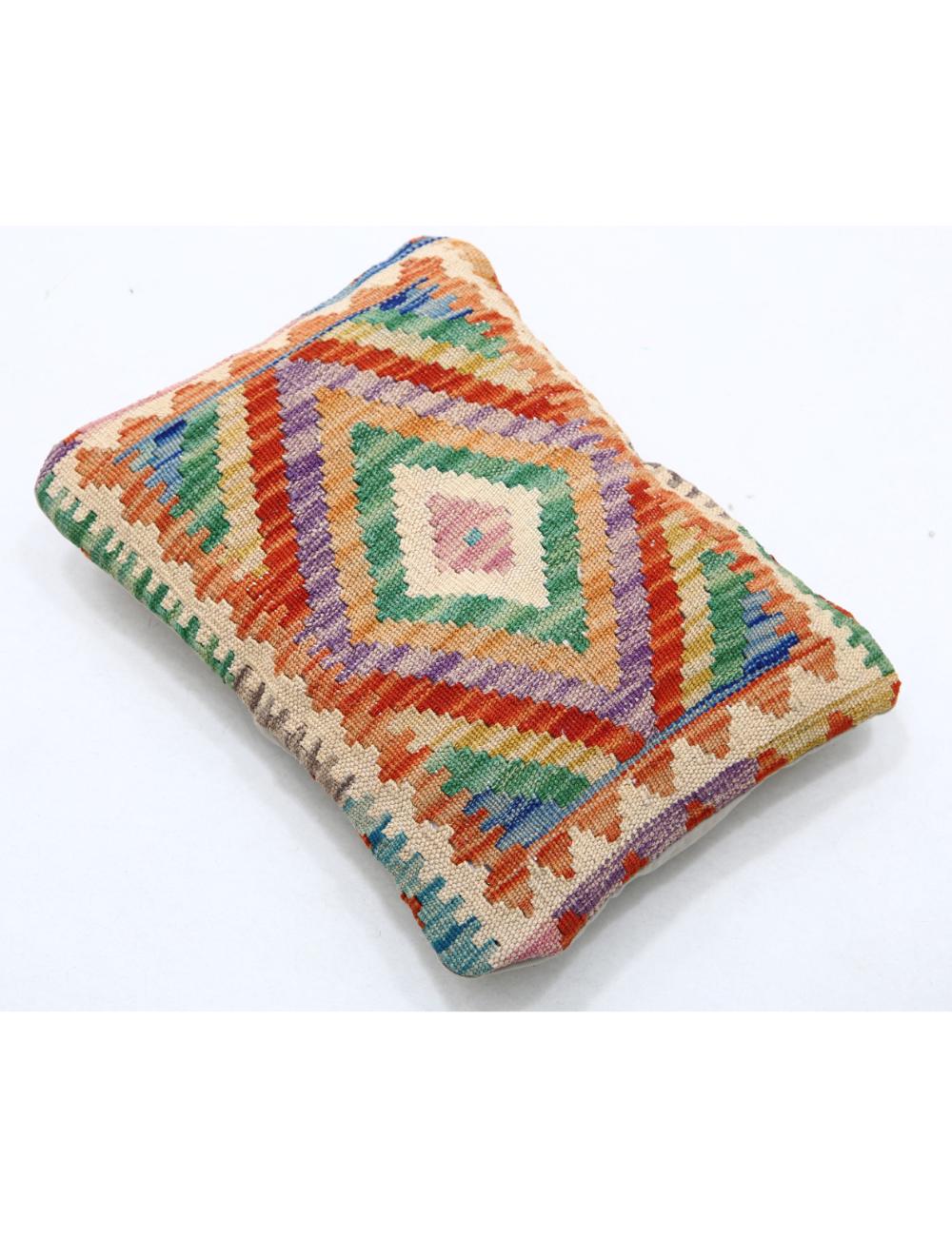 Hand Woven Tribal Multi Color Geometric Wool Pillow - 1'0'' x 1'5'' Arteverk Arteverk Rugs