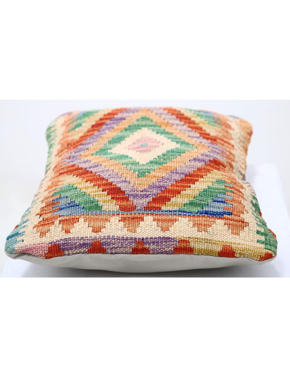 Hand Woven Tribal Multi Color Geometric Wool Pillow - 1'0'' x 1'5'' Arteverk Arteverk Rugs