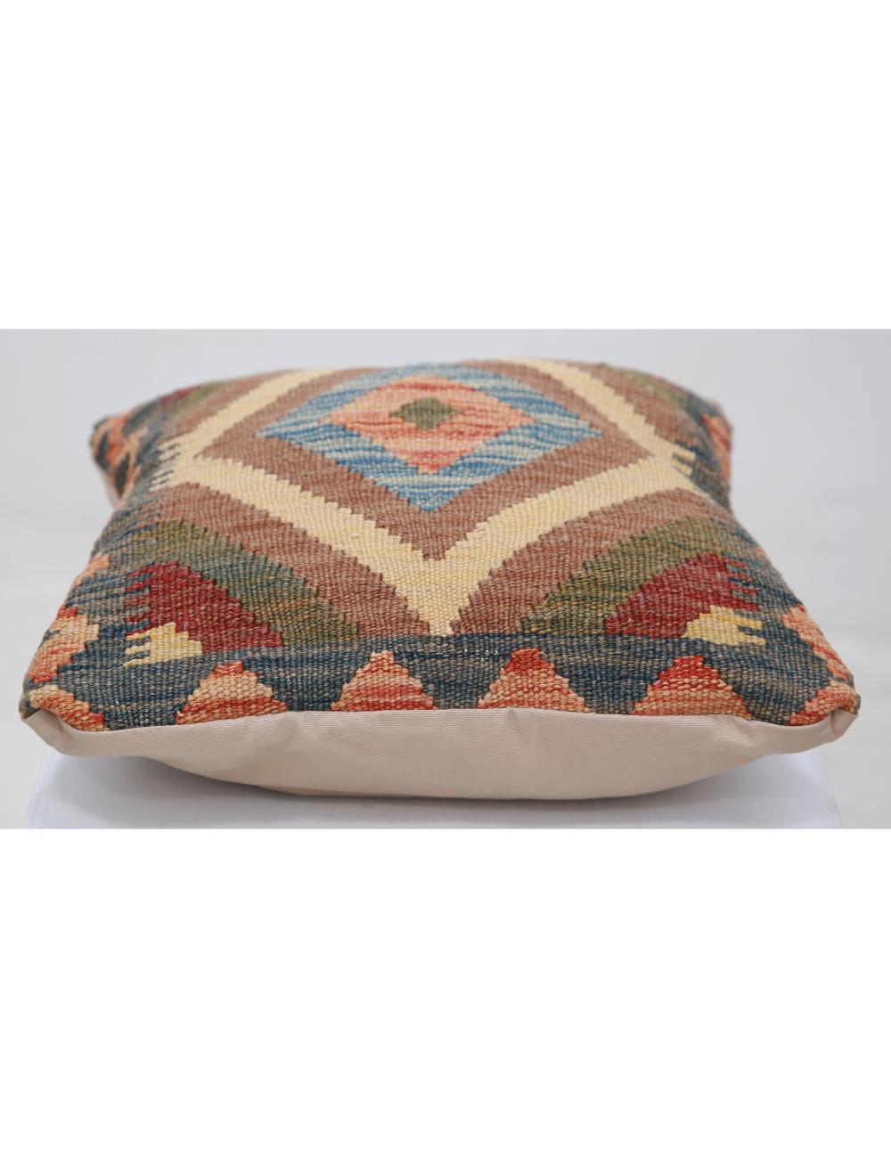 Hand Woven Tribal Multi Color Geometric Wool Pillow - 1'5'' x 1'5'' Arteverk Arteverk Rugs
