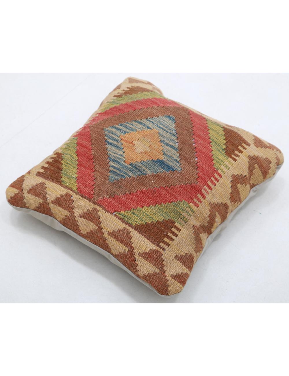 Hand Woven Tribal Multi Color Geometric Wool Pillow - 1'5'' x 1'5'' Arteverk Arteverk Rugs