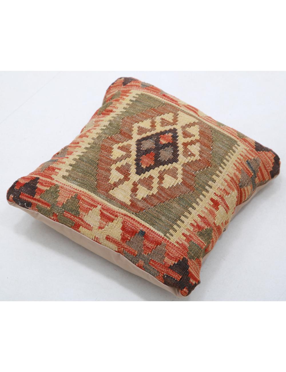 Hand Woven Tribal Multi Color Geometric Wool Pillow - 1'5'' x 1'5'' Arteverk Arteverk Rugs