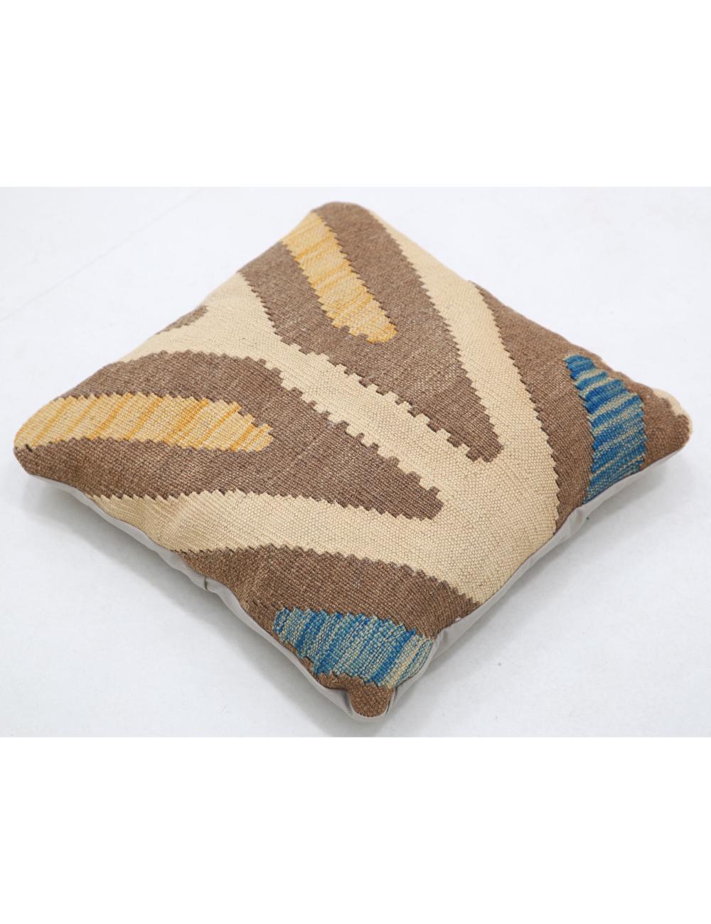 Hand Woven Tribal Multi Color Geometric Wool Pillow - 1'5'' x 1'5'' Arteverk Arteverk Rugs