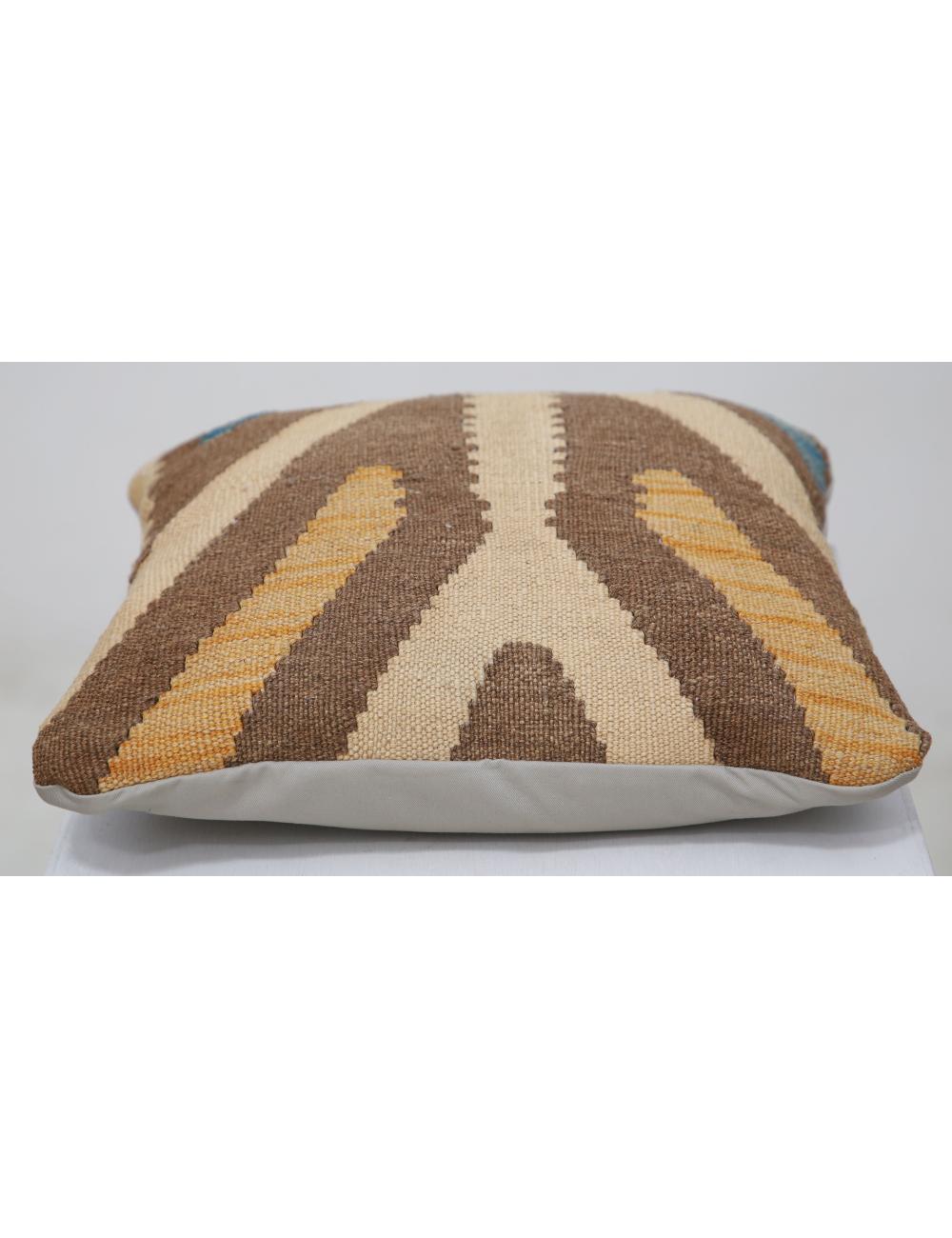 Hand Woven Tribal Multi Color Geometric Wool Pillow - 1'5'' x 1'5'' Arteverk Arteverk Rugs