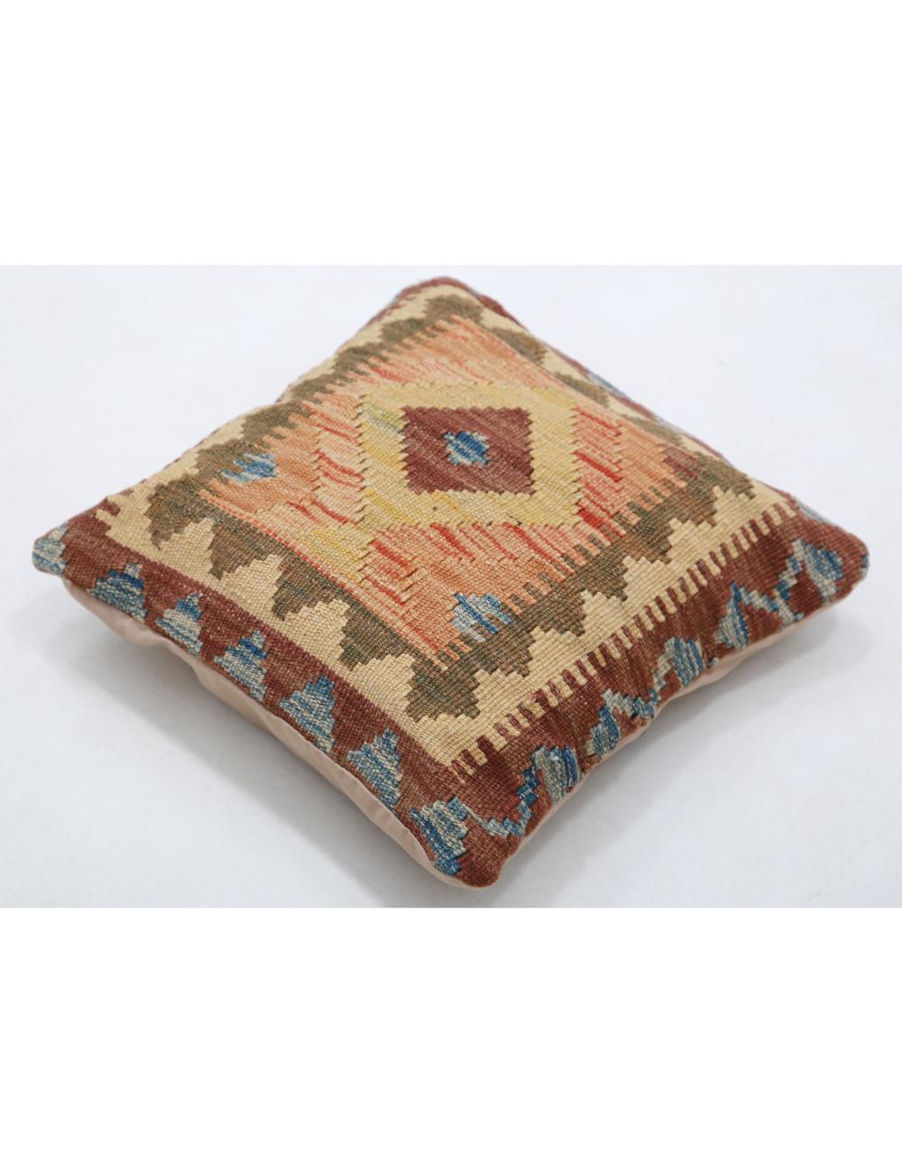 Hand Woven Tribal Multi Color Geometric Wool Pillow - 1'5'' x 1'5'' Arteverk Arteverk Rugs