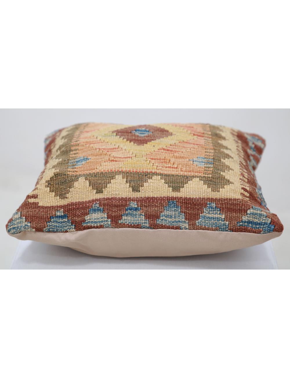 Hand Woven Tribal Multi Color Geometric Wool Pillow - 1'5'' x 1'5'' Arteverk Arteverk Rugs