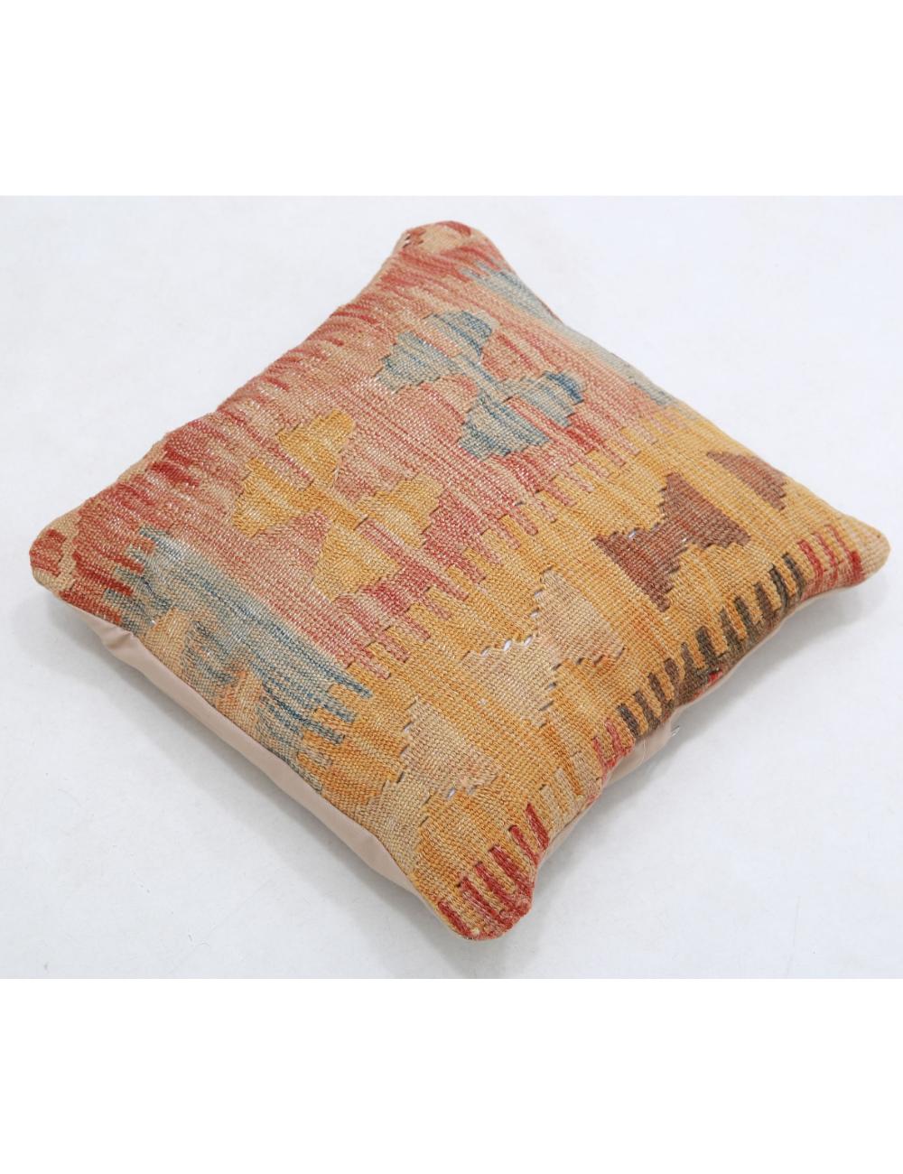 Hand Woven Tribal Multi Color Geometric Wool Pillow - 1'5'' x 1'5'' Arteverk Arteverk Rugs
